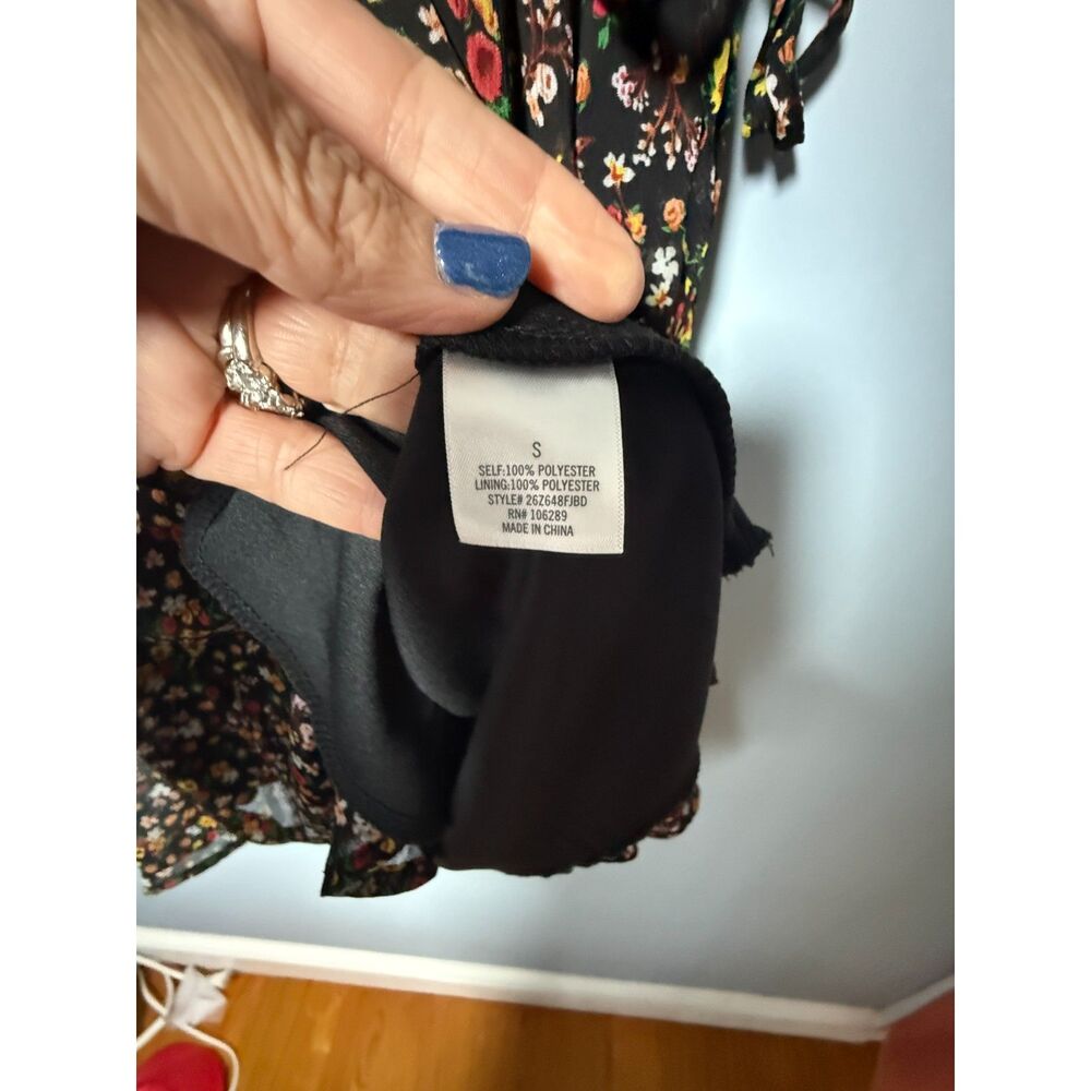 Mi Ami floral flouncy dress with faux wrap and side ties, size small